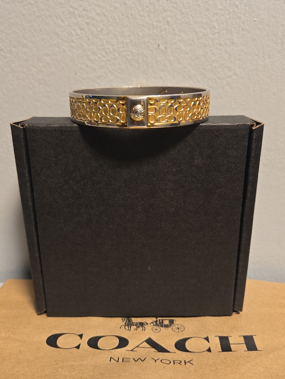 Coach Two-Tone Signature Cuff Bracelet - Gold & Silver